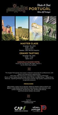 Taste and Feel Portugal 2024 Wine Event Invitation Poster at Caravelle Saigon Hotel