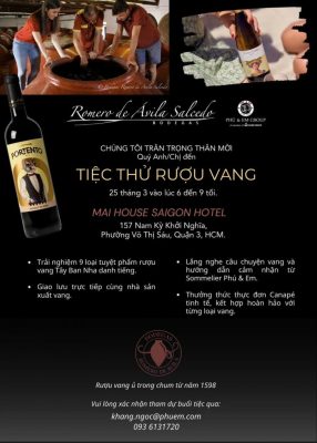 Bodegas Romero de Avila Salcedo Wine Tasting Invitation Poster at Mai House Saigon Hotel.